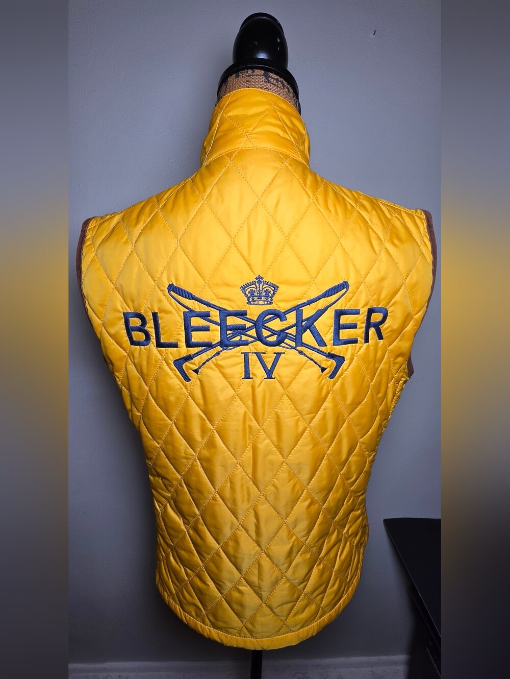 Ralph Lauren Yellow Quilted Vest with Navy Bleecker Embroidery